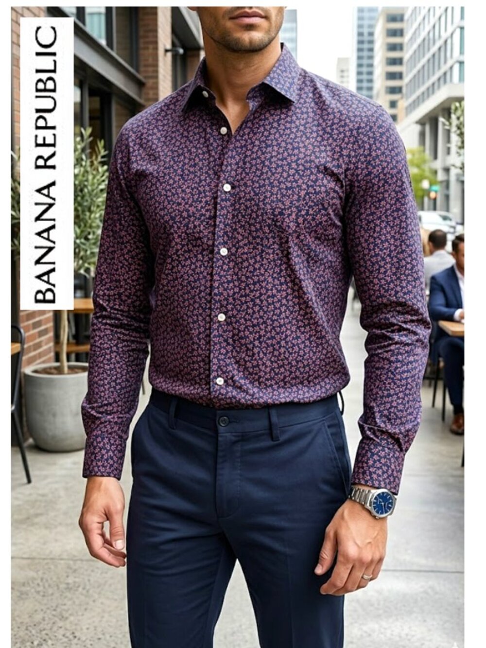 BANANA REPUBLIC - 100% cotton non-iron men's slim fit dress shirt